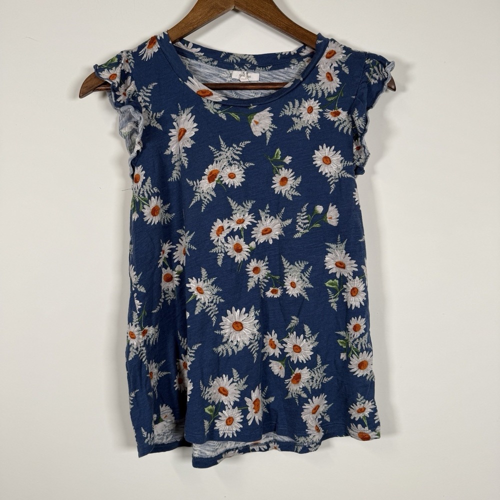 Women's Maurice's Sleeveless Shirt Tank‎ Daisy Flower Teal Size Medium